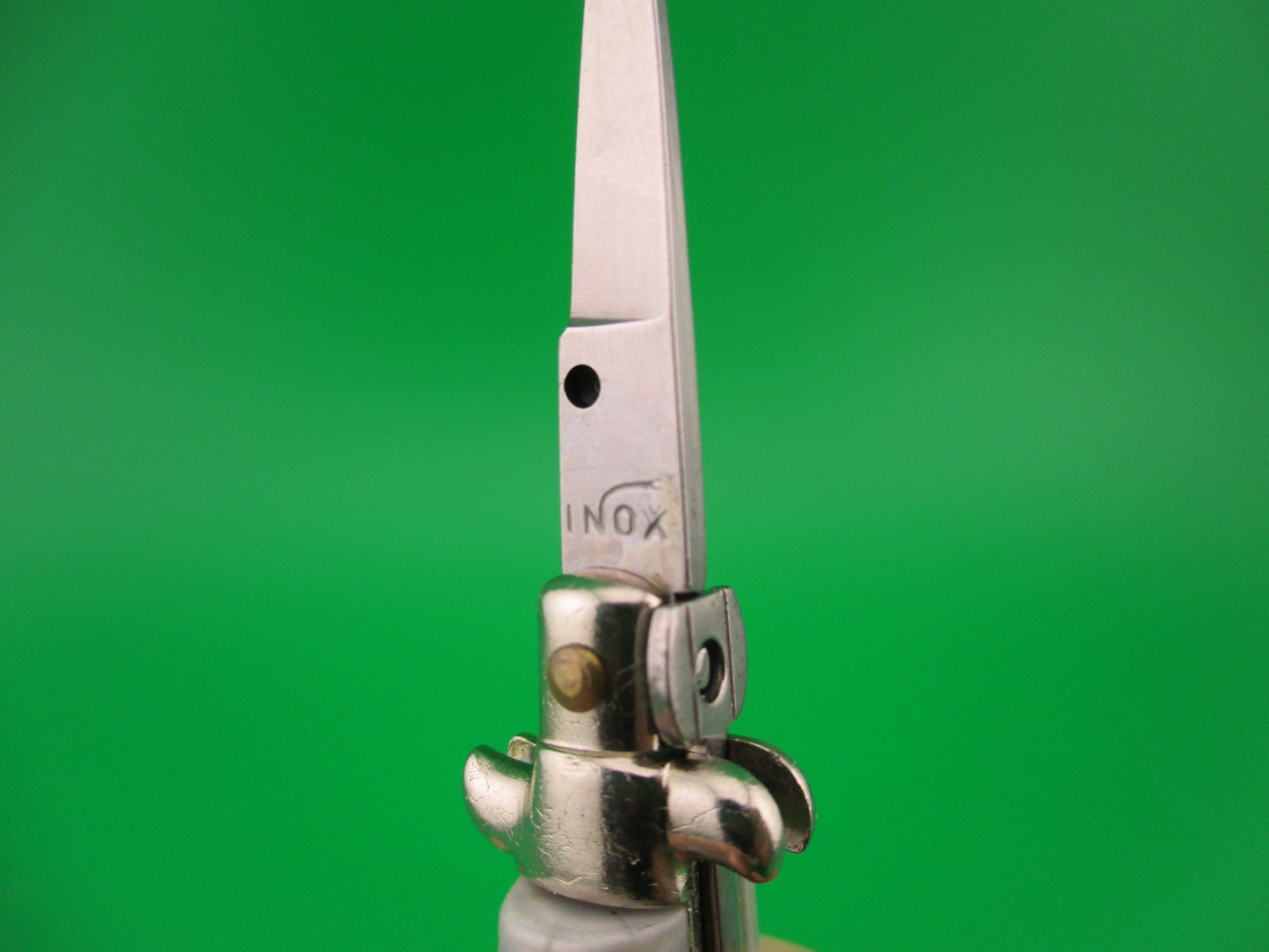 INOX ITALY 7cm Italian Picklock Stiletto Gray Silver Keychain automatic knife