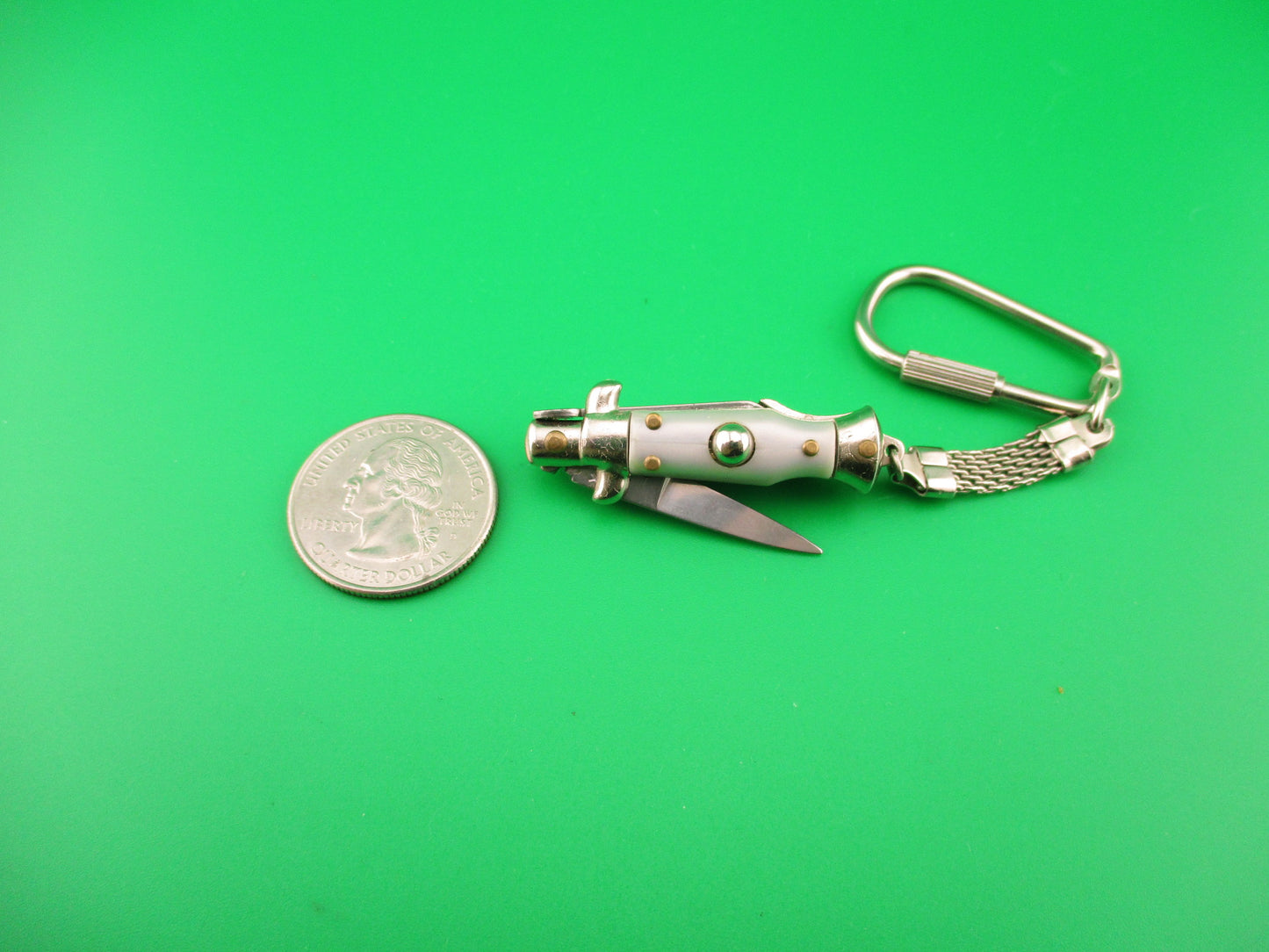 INOX ITALY 7cm Italian Picklock Stiletto Gray Silver Keychain automatic knife