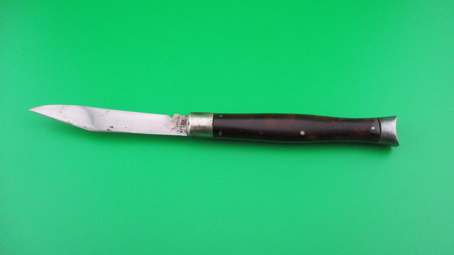 z PRESTO Fishtail #4000 Tortoise celluloid bolsters vintage automatic knife