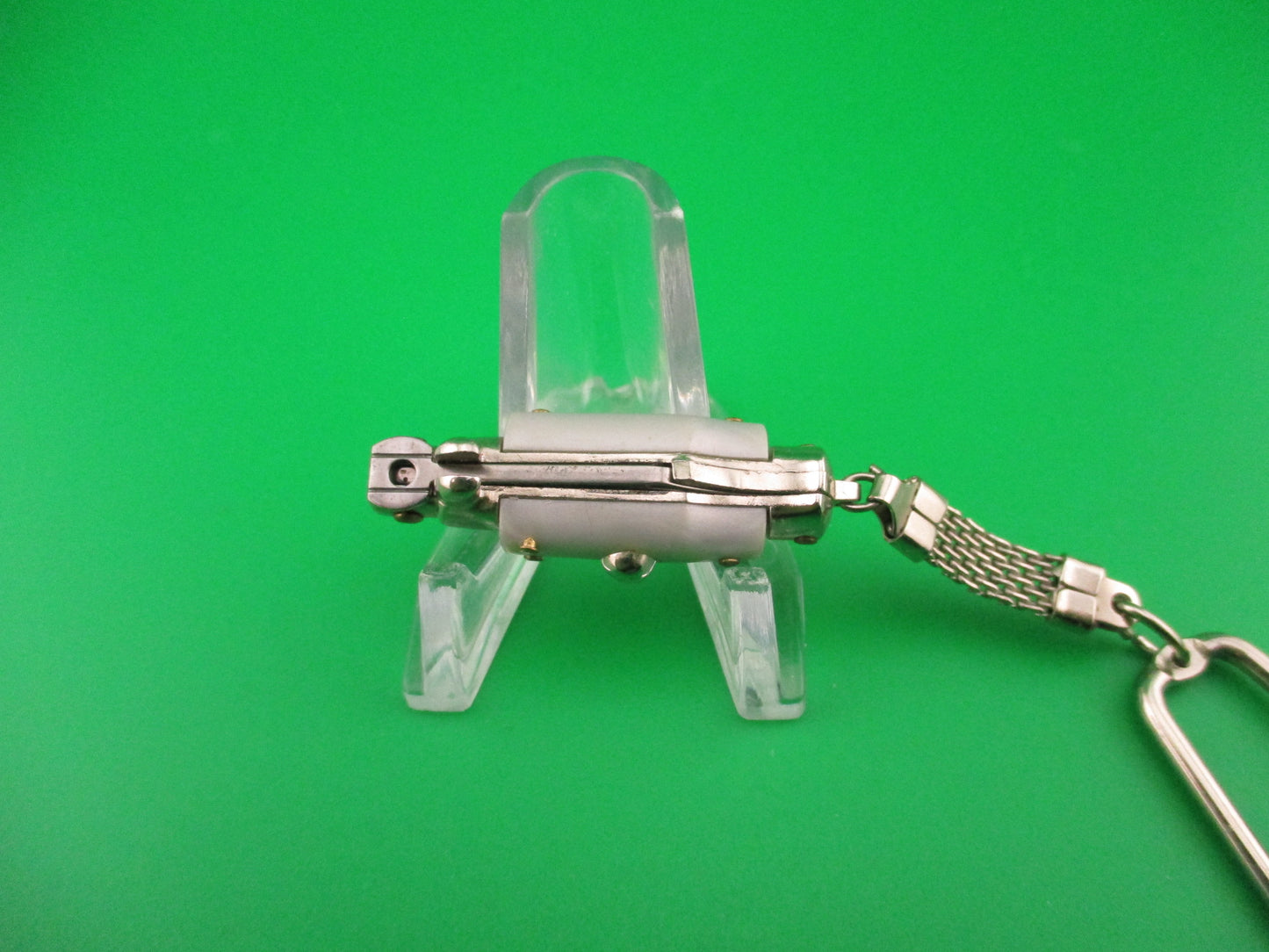 INOX ITALY 7cm Italian Picklock Stiletto Gray Silver Keychain automatic knife