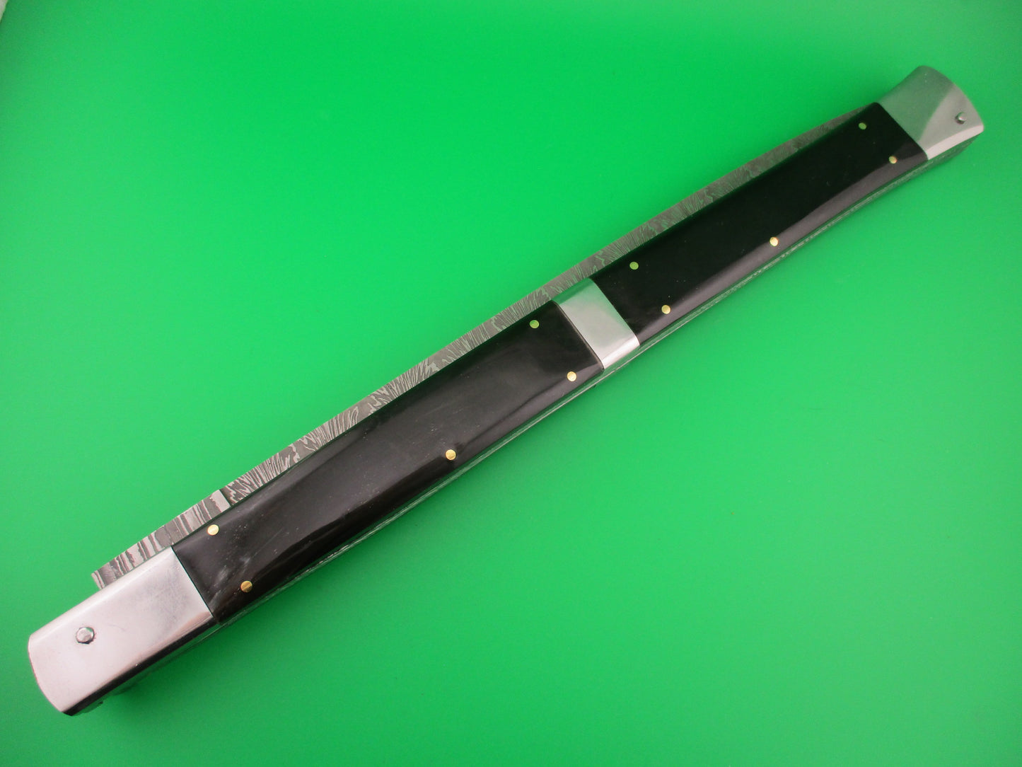 Large Custom 61cm (24 inch) Italian Prioletta Monster Damascus & Horn Automatic knife Huge