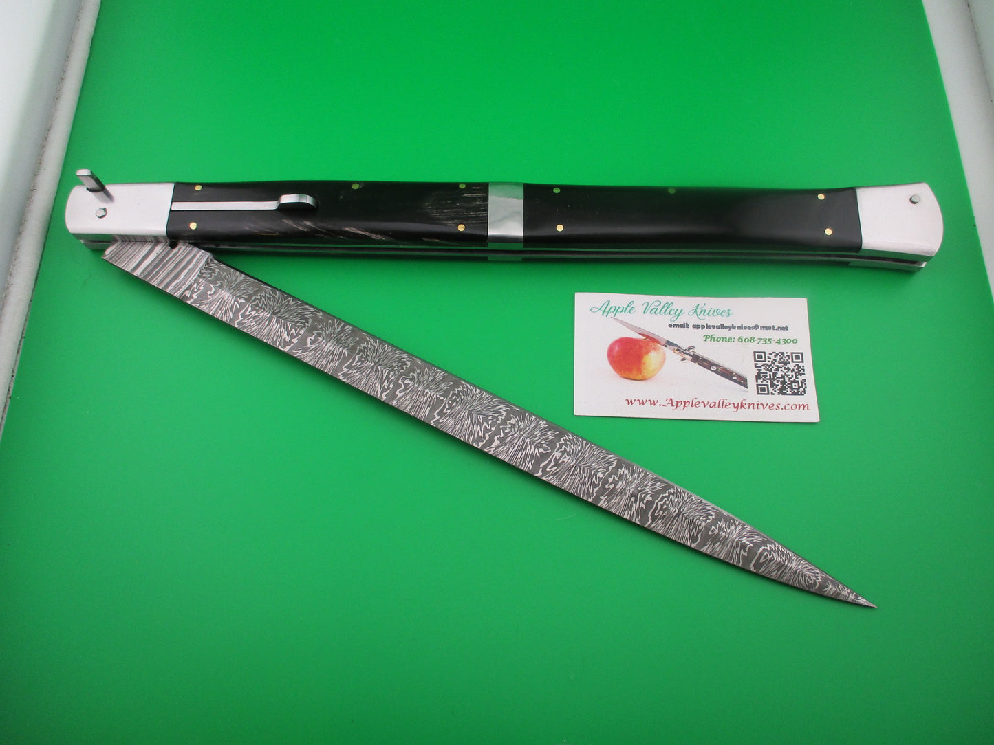 Large Custom 61cm (24 inch) Italian Prioletta Monster Damascus & Horn Automatic knife Huge