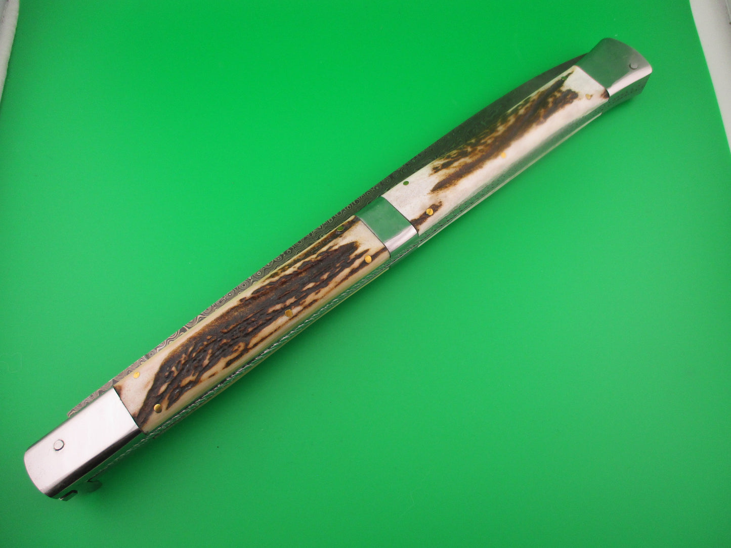 Large Custom 61cm (24 inch) Prioletta Monster Damascus & Stag Automatic knife