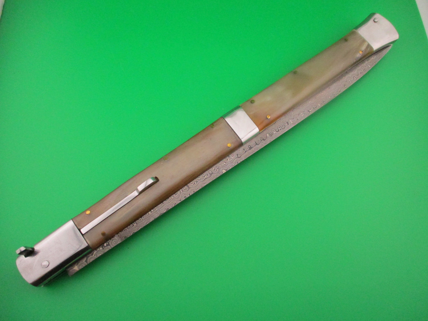 Large Custom 61cm (24 inch) Italian Prioletta Giant Damascus & Horn Automatic knife Huge