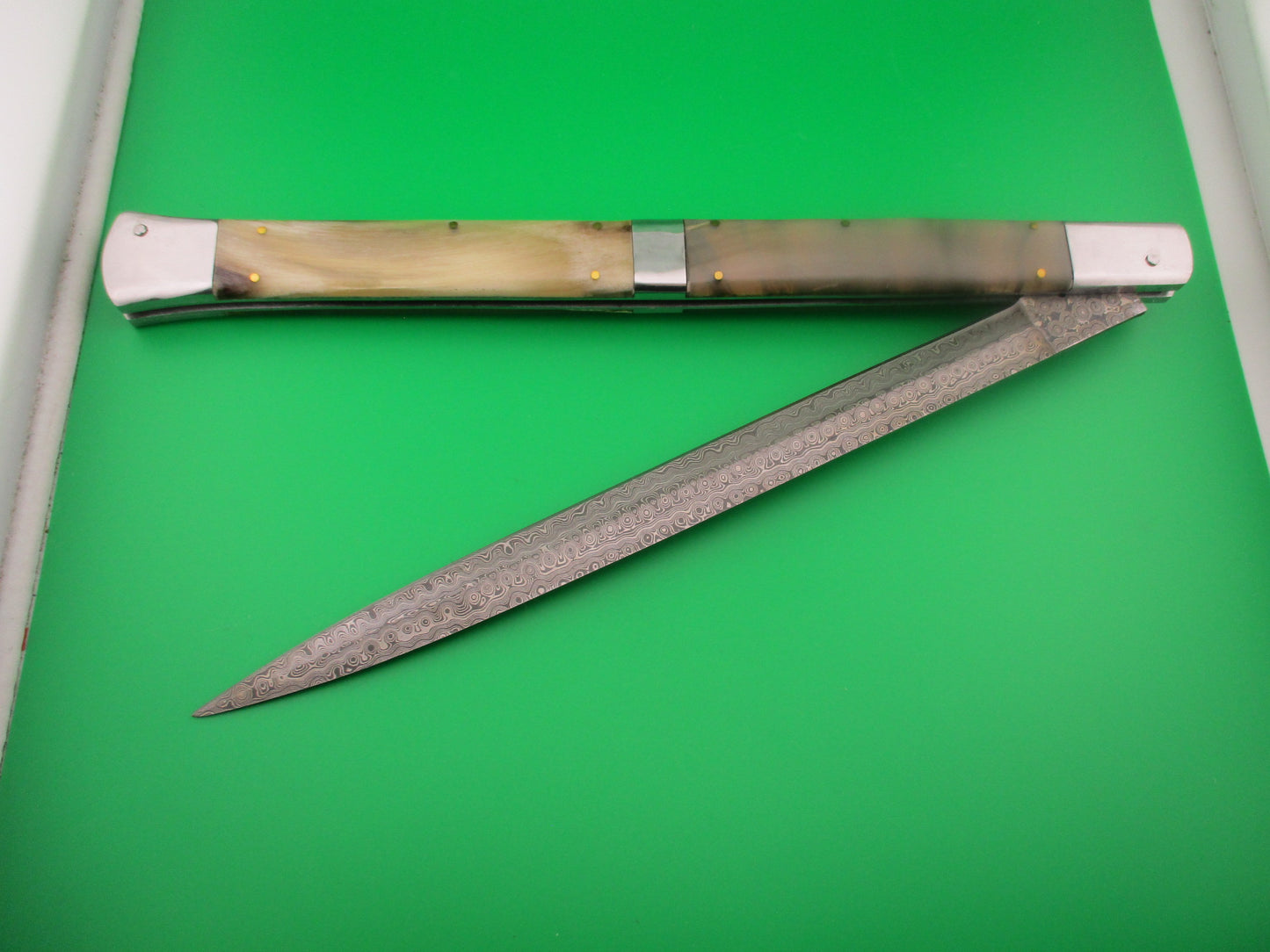 Large Custom 61cm (24 inch) Italian Prioletta Giant Damascus & Horn Automatic knife Huge