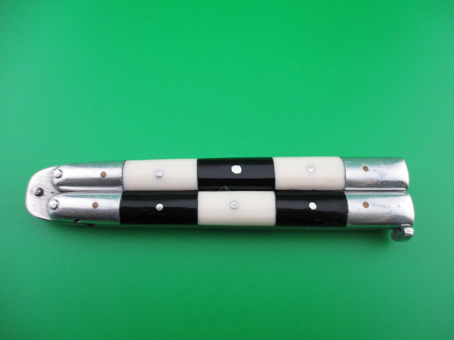 Ivory & Ebony Checker Pattern Butterfly Knife