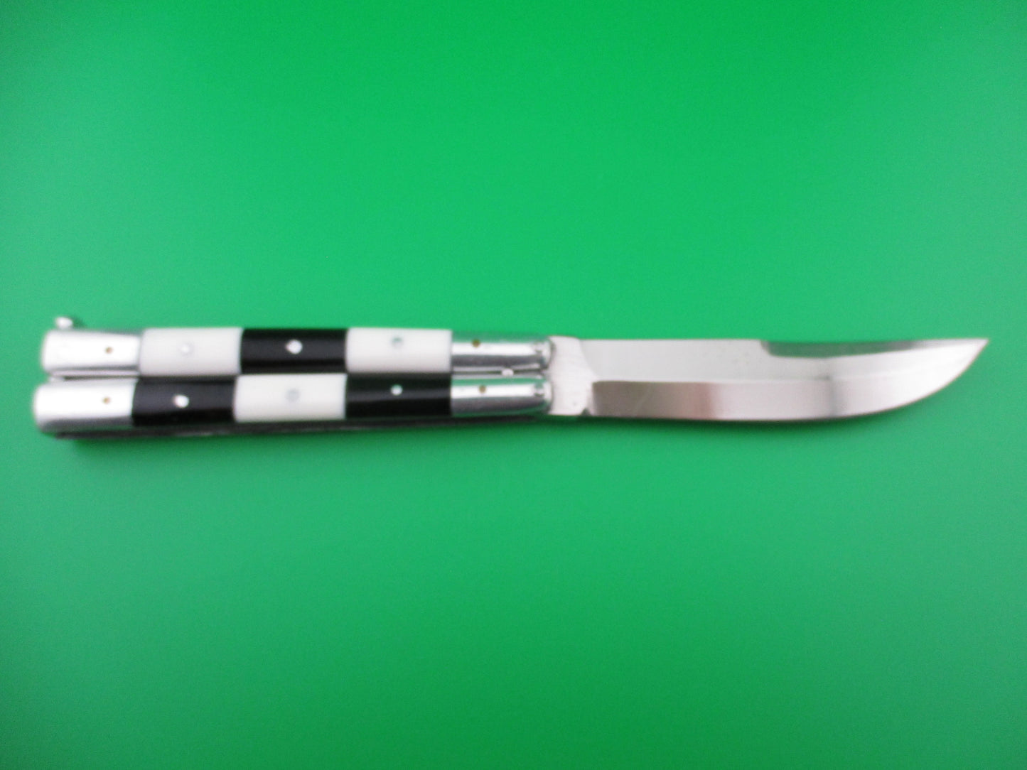 Ivory & Ebony Checker Pattern Butterfly Knife