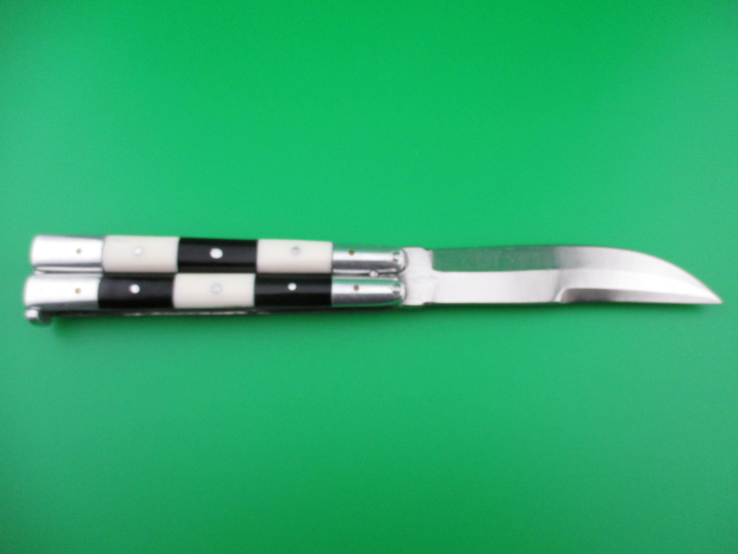 Ivory & Ebony Checker Pattern Butterfly Knife