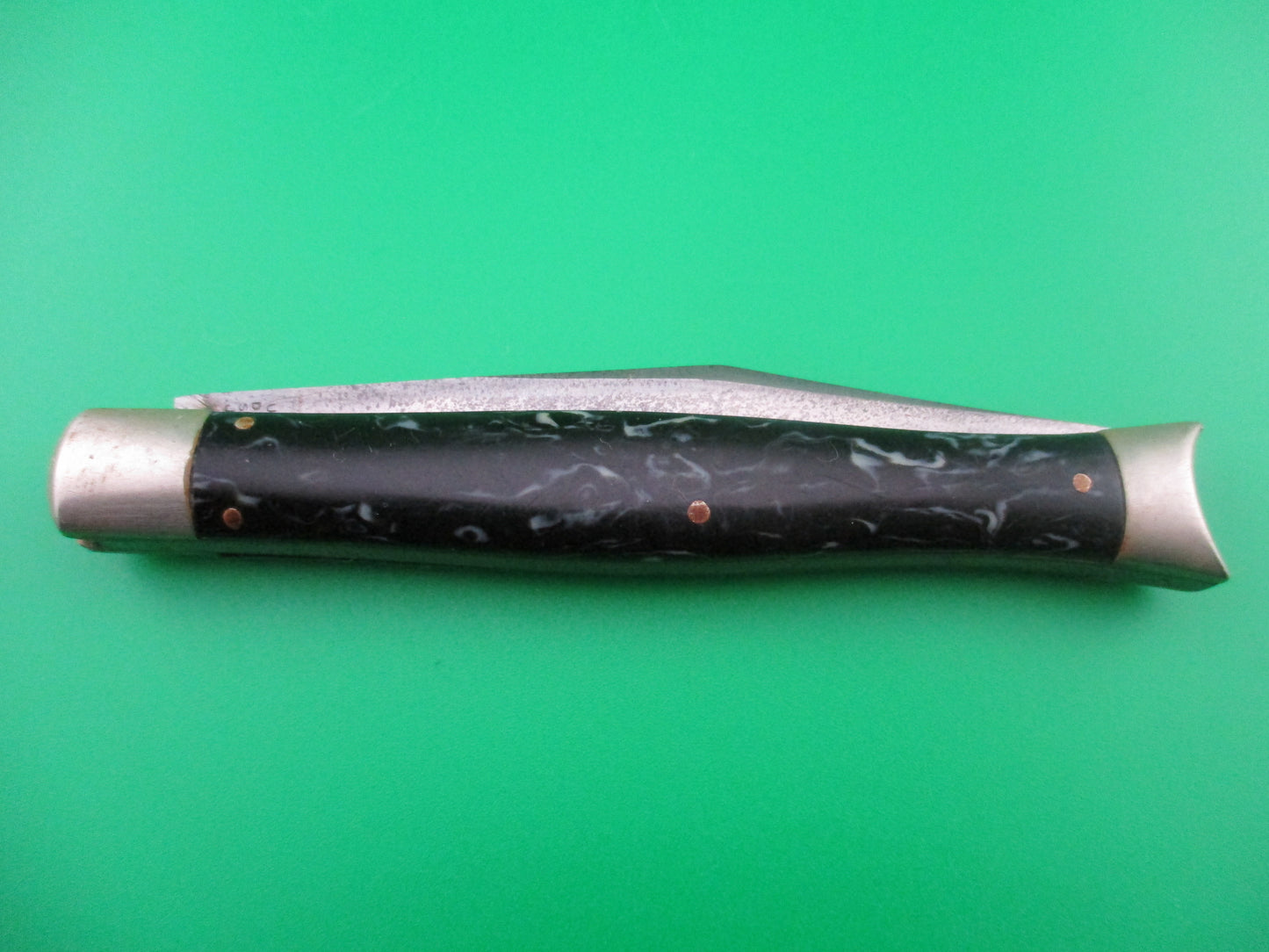 Schrade Cut Co fishtail Coffee & Cream celluloid switchblade