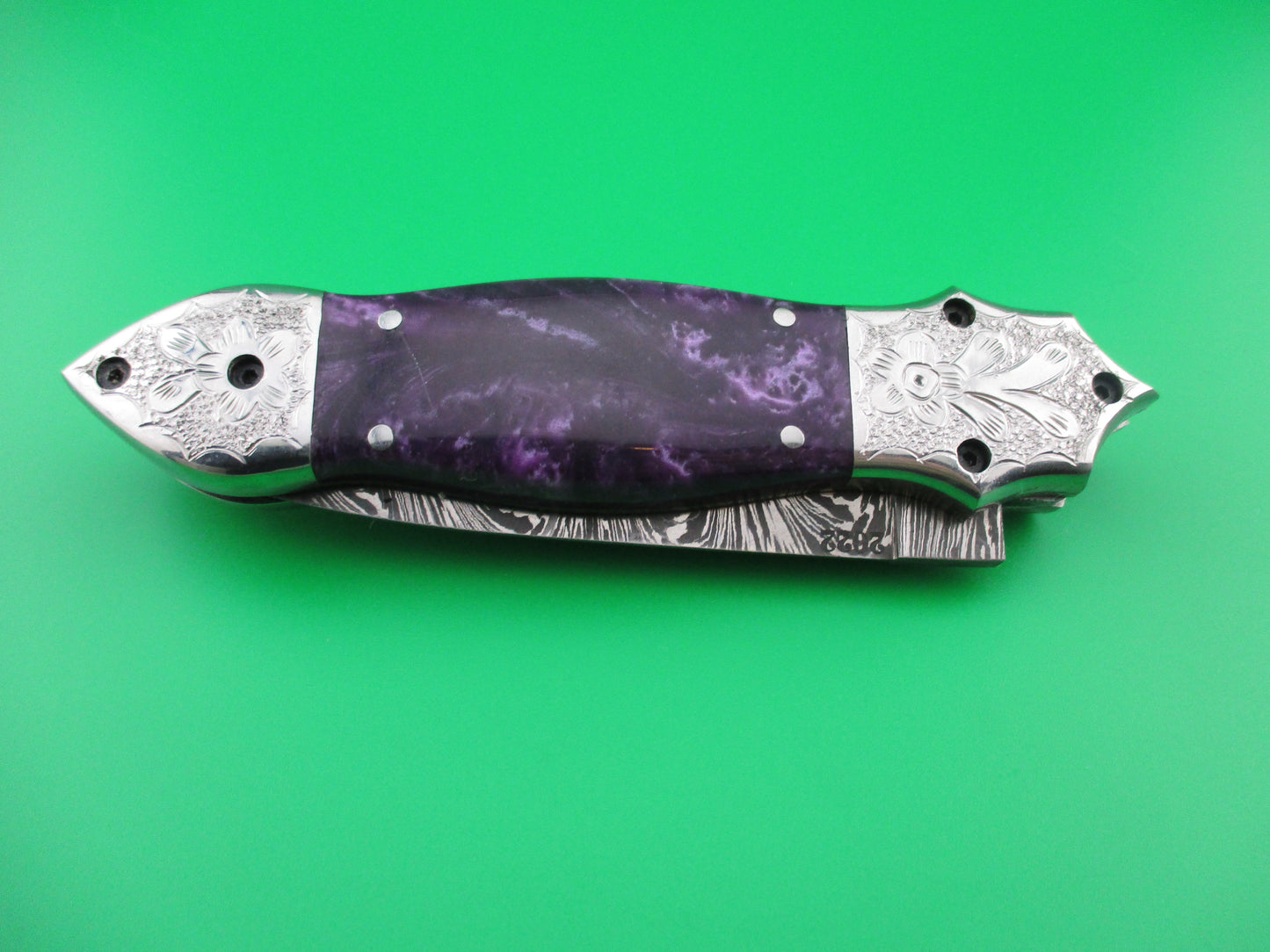 Damascus Purple Custom switchblade