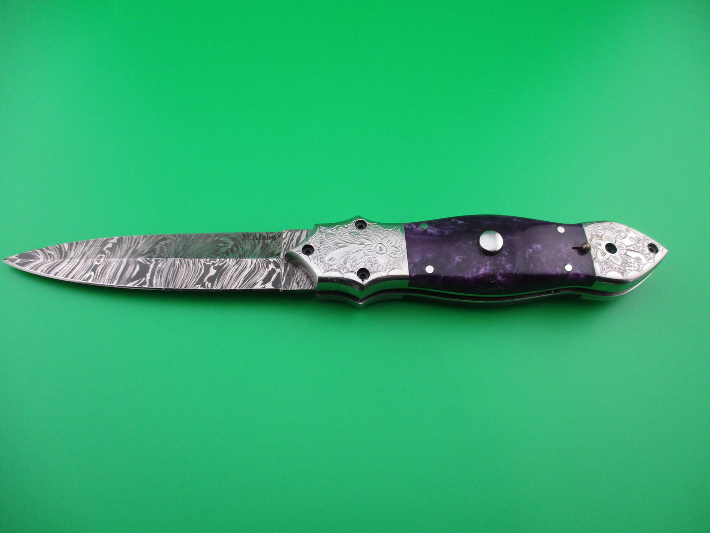 Damascus Purple Custom switchblade