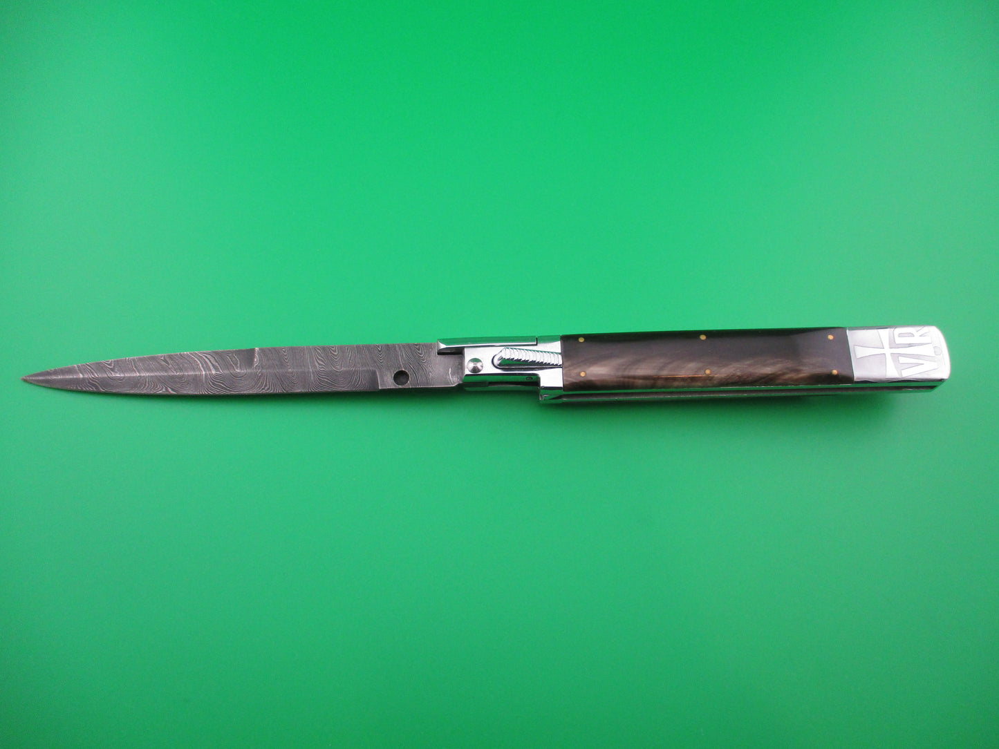 Armenian Doctor Knife Custom Damascus Horn switchblade