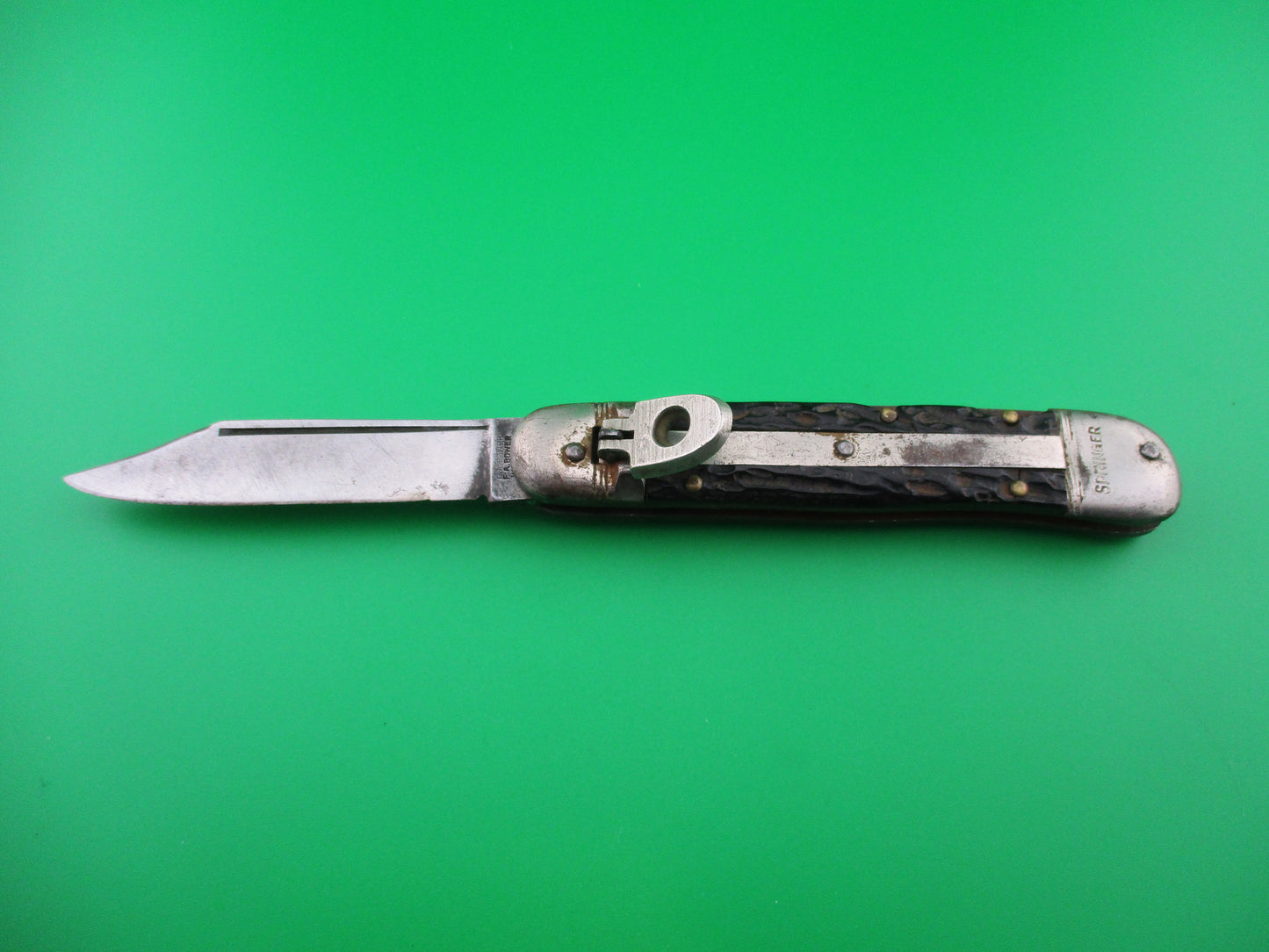 German SPRINGER F.A. BOWER bone lever automatic knife