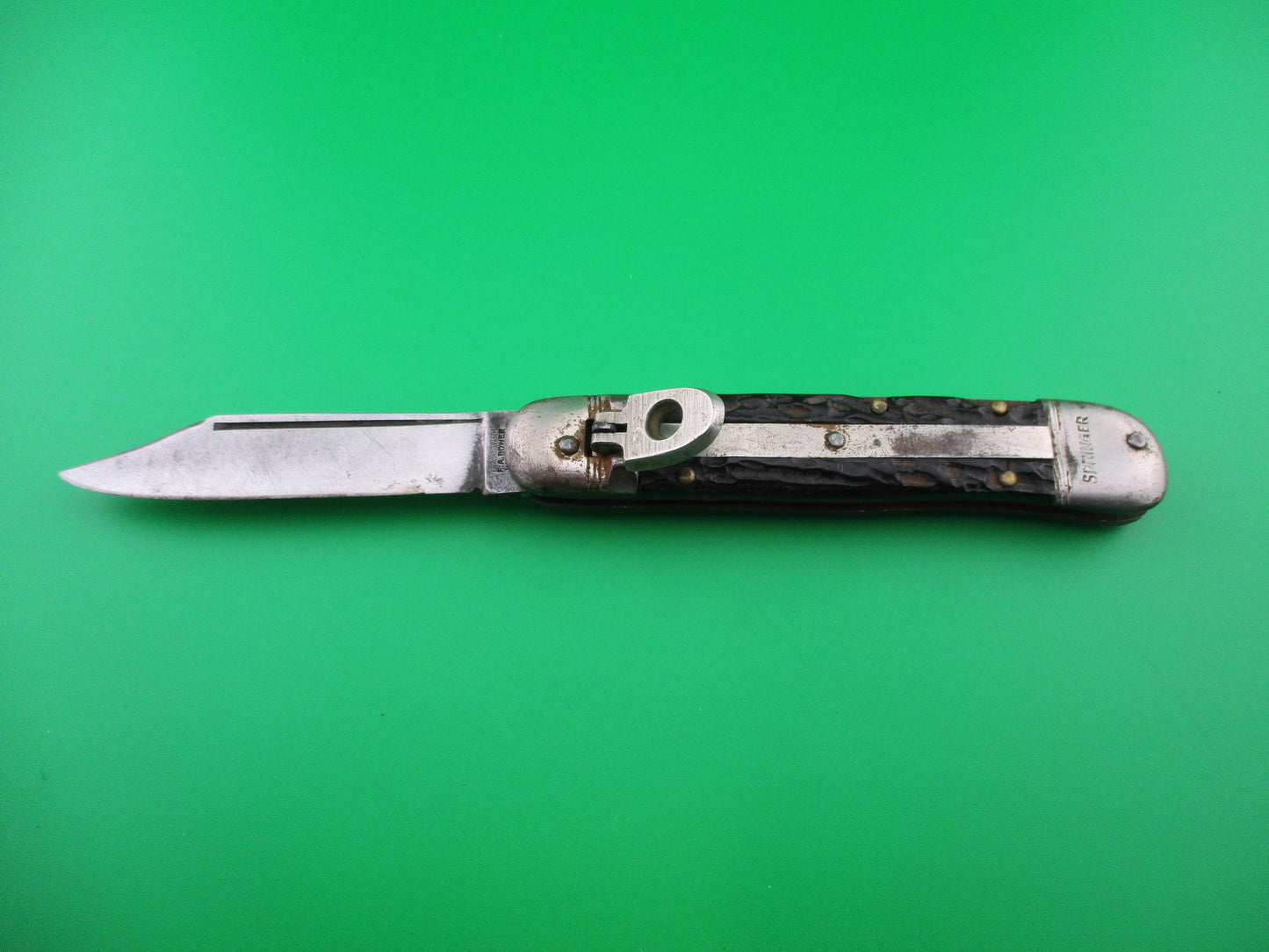 German SPRINGER F.A. BOWER bone lever automatic knife