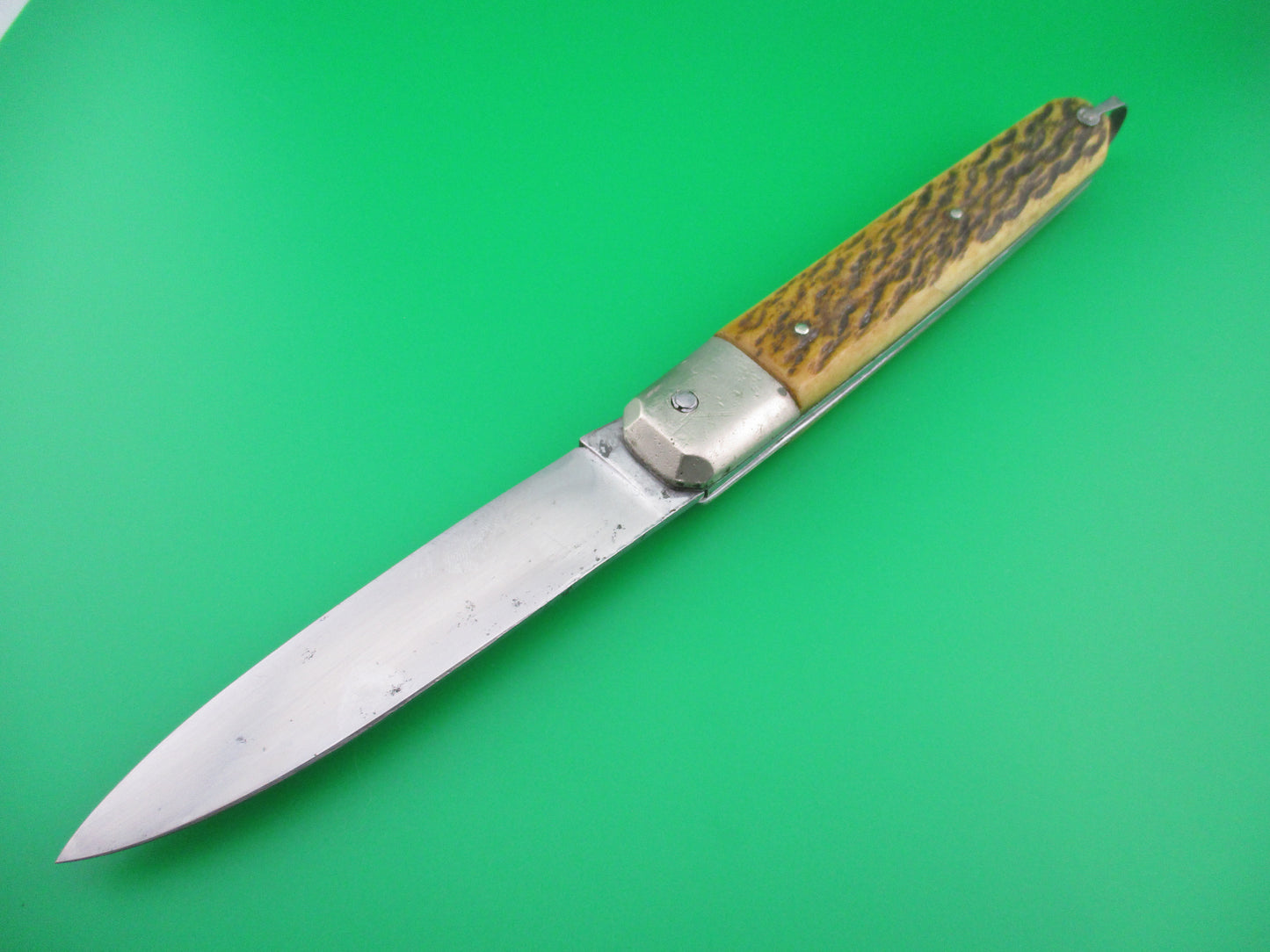 Large French Bone Coffin lever automatic knife