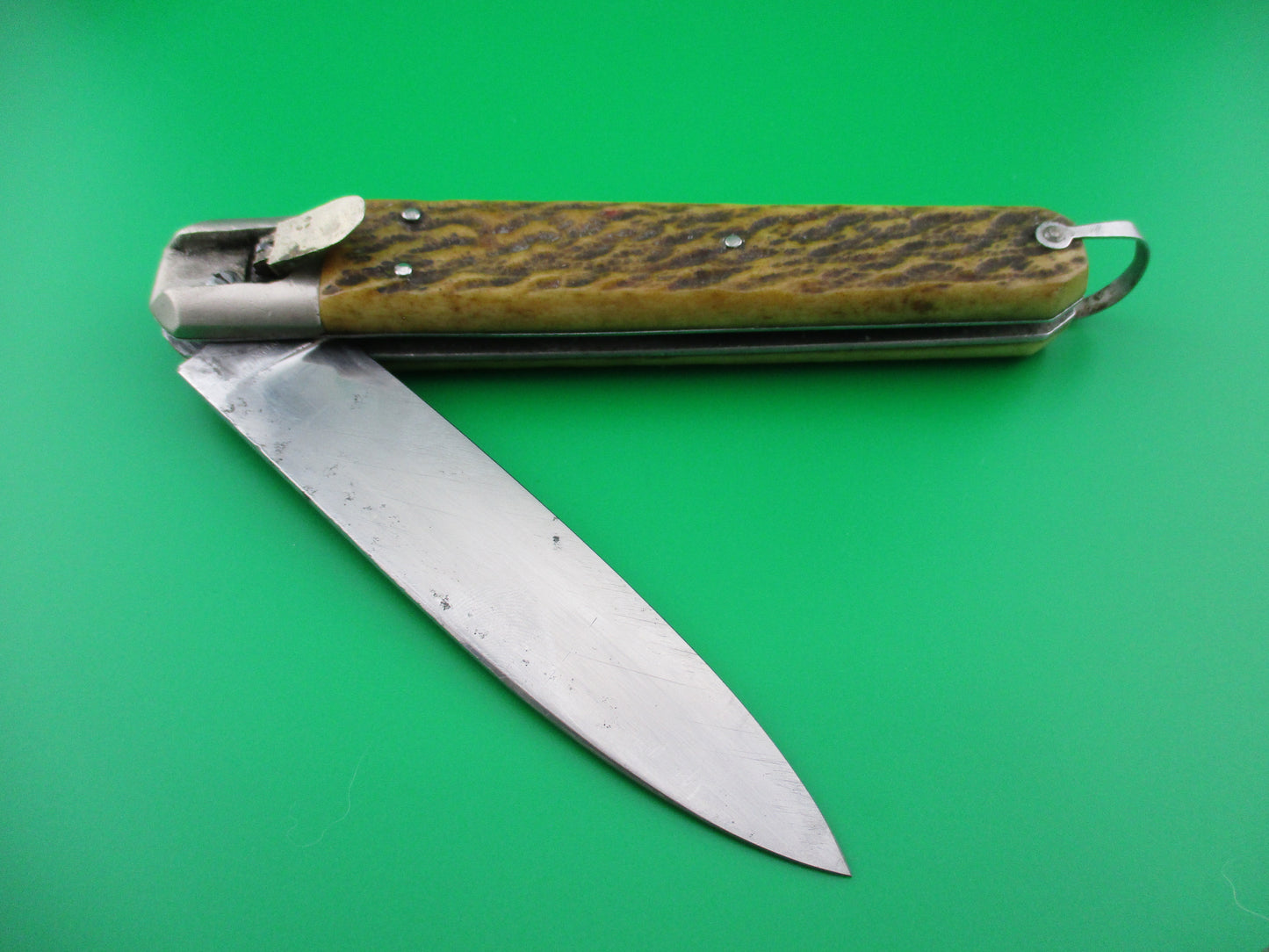 Large French Bone Coffin lever automatic knife