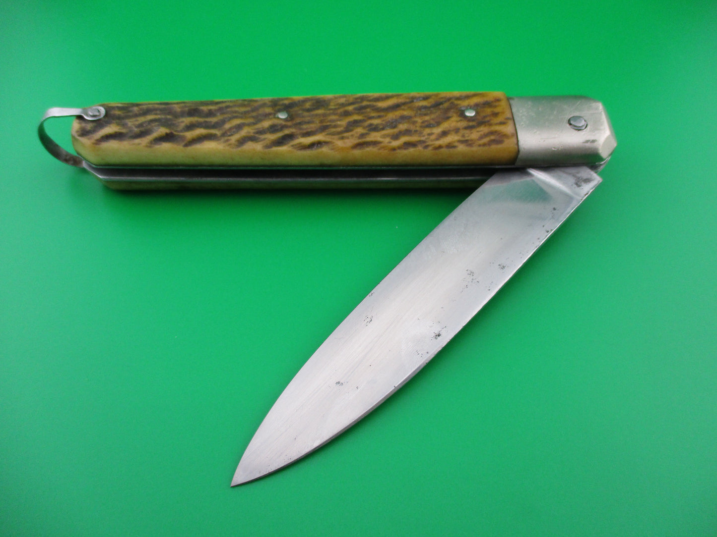 Large French Bone Coffin lever automatic knife