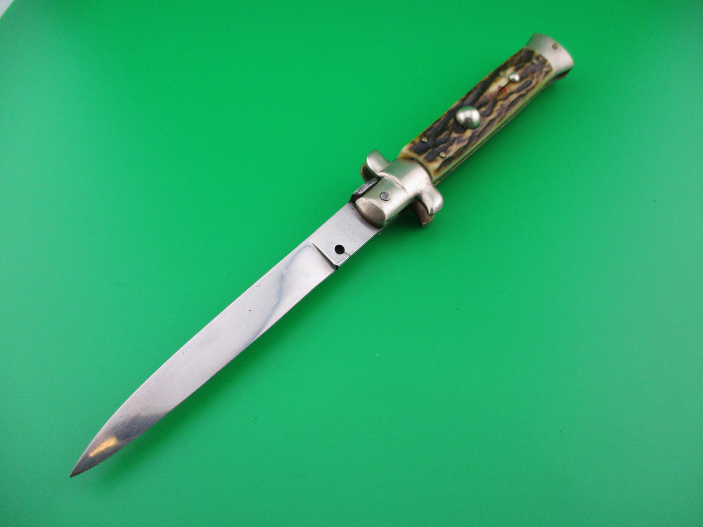 Rostfrei IMPORT 23cm Italian Stag transitional stiletto switchblade