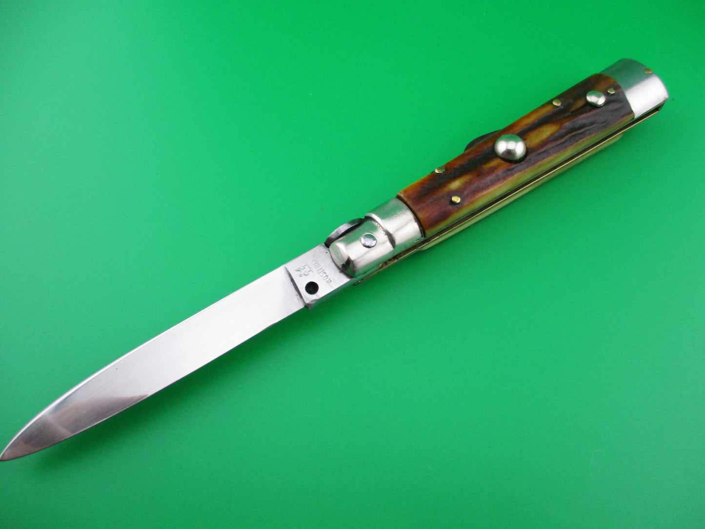 Kissing Crane vintage 20cm Italian stag Humpback switchblade knife