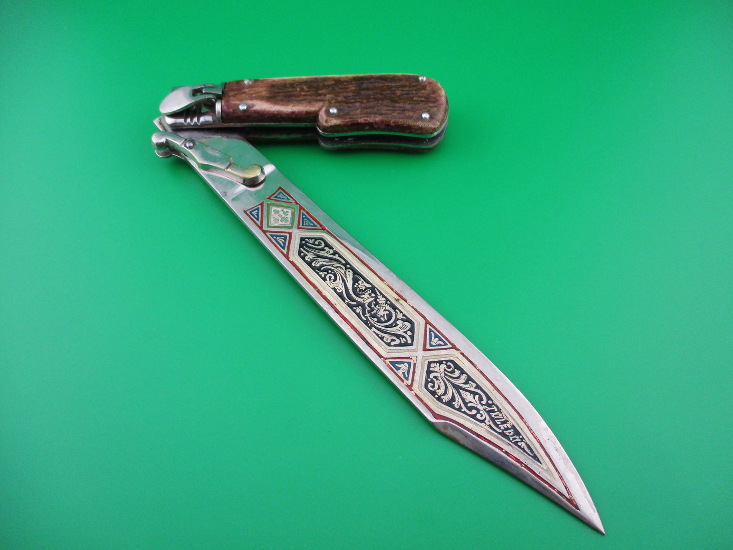 Spanish TOLEDO Souvenir Stag folding guard lever knife