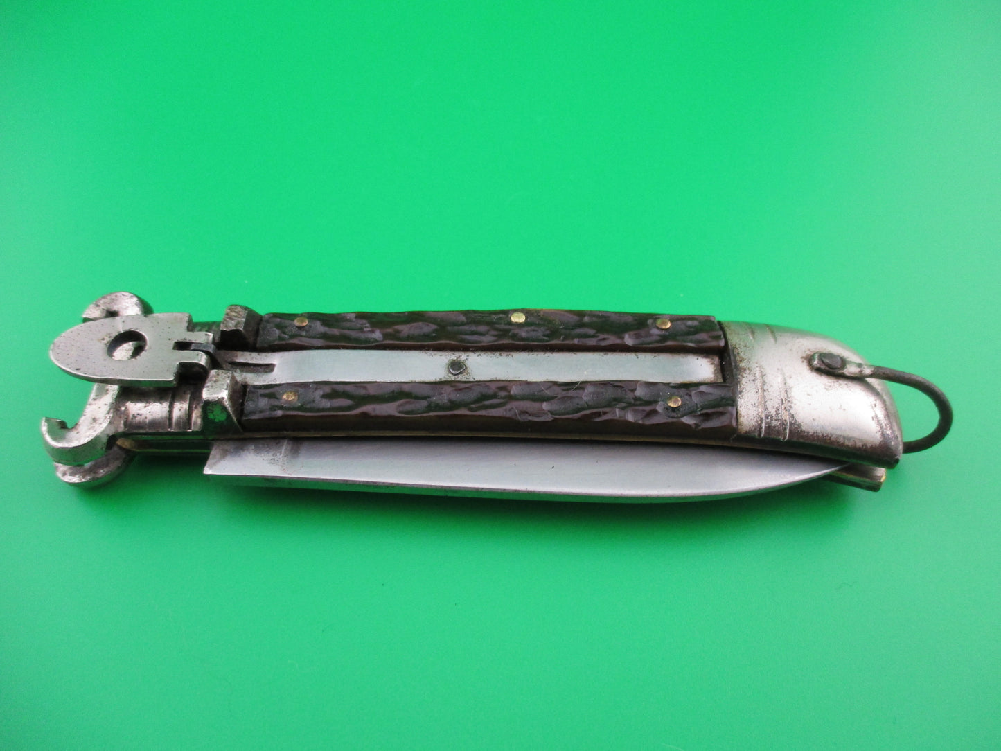 Virginia INOX vintage Italian Bone shell puller lever switchblade