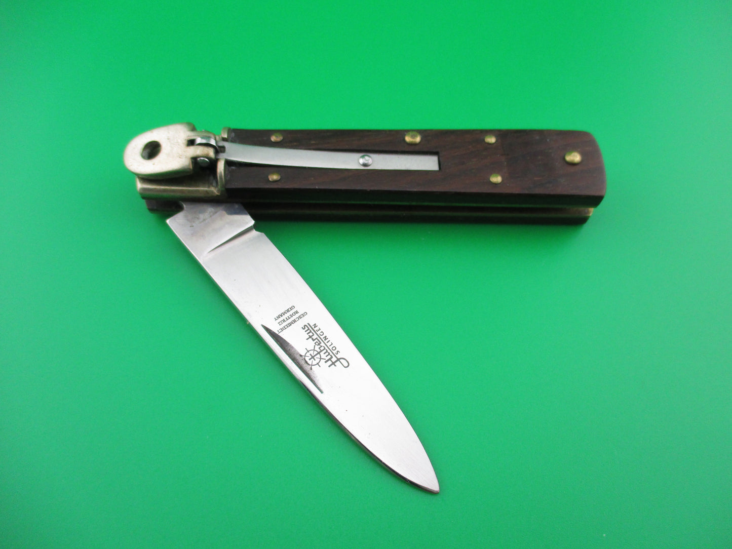 Hubertus 9cm German short slimline Wood scales switchblade