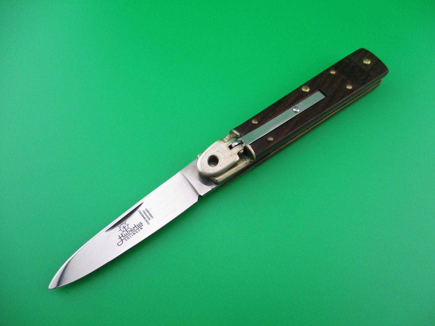 Hubertus 9cm German short slimline Wood scales switchblade