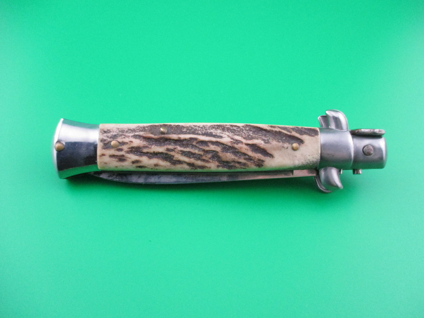 ROSTFREI 20cm Italian Stag stiletto switchblade knife