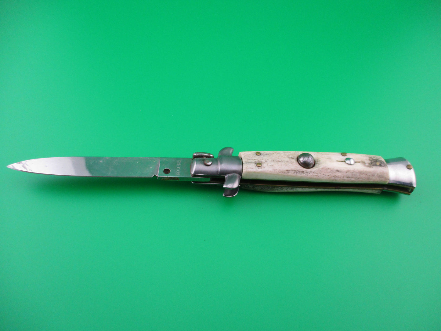 ROSTFREI 20cm Italian Stag stiletto switchblade knife