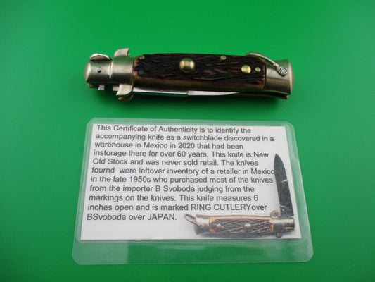 Ring Cutlery B Svoboda Japan bone picklock stiletto switchblade NOS