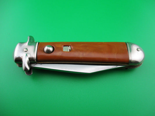 Colonial SHUR-SNAP Stubby Fatjack Tan swirl switchblade knife