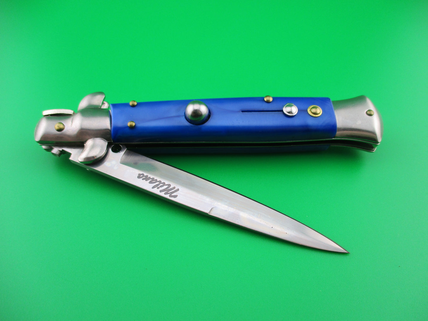 Milano 22cm Italian style Blue stiletto vintage automatic knife new in box