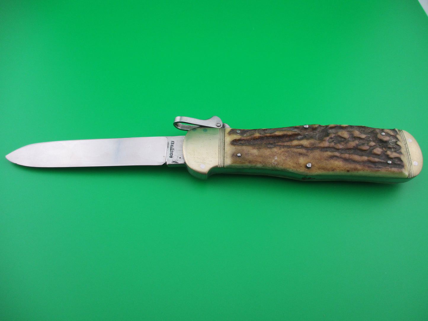 G. GRAFRATH SOLINGEN ROSTFREI German Stag Gravity knife