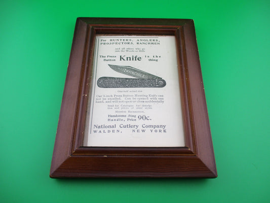 Framed PBKC Invincible Ad National Cutlery Co