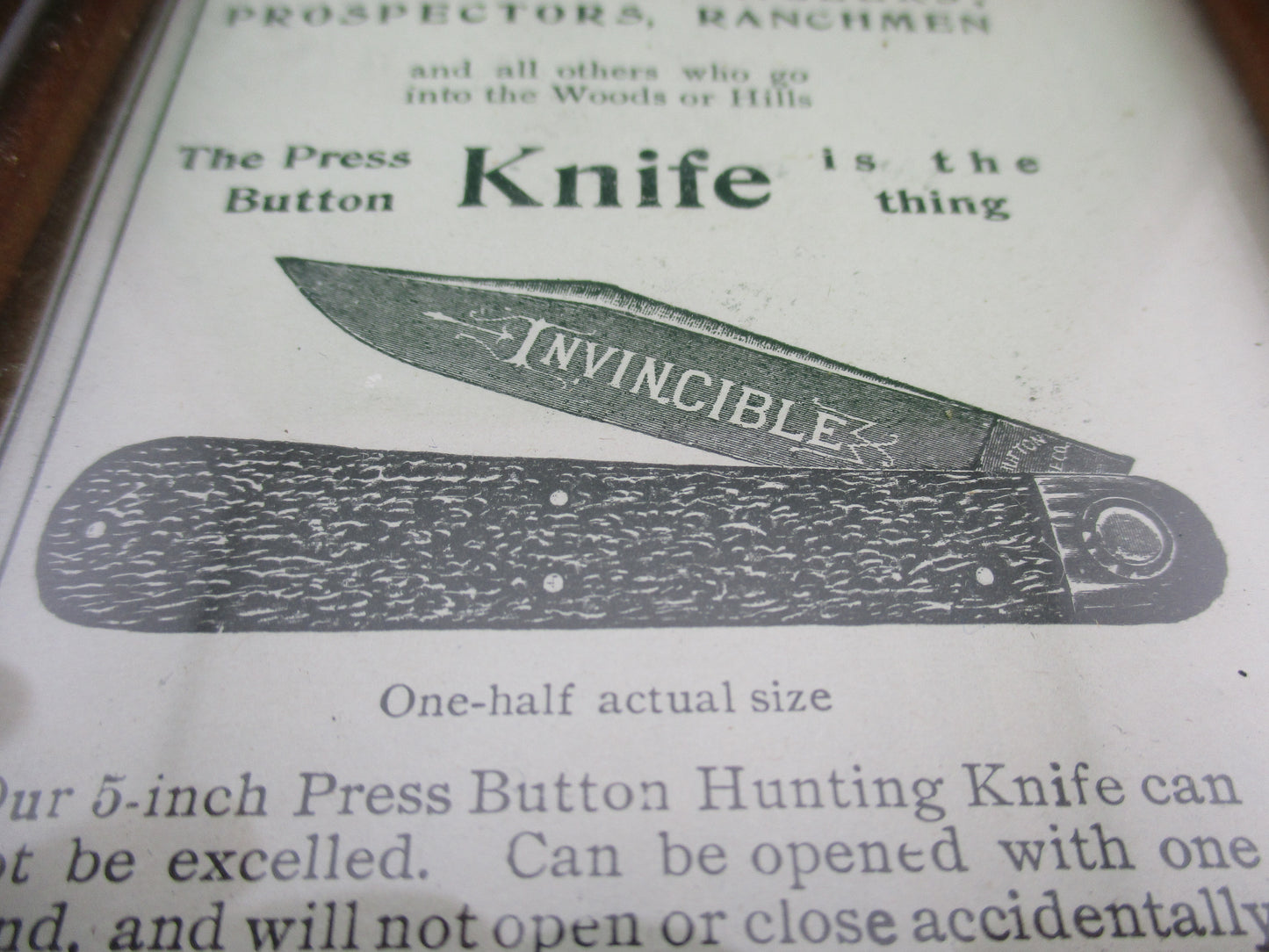 Framed PBKC Invincible Ad National Cutlery Co