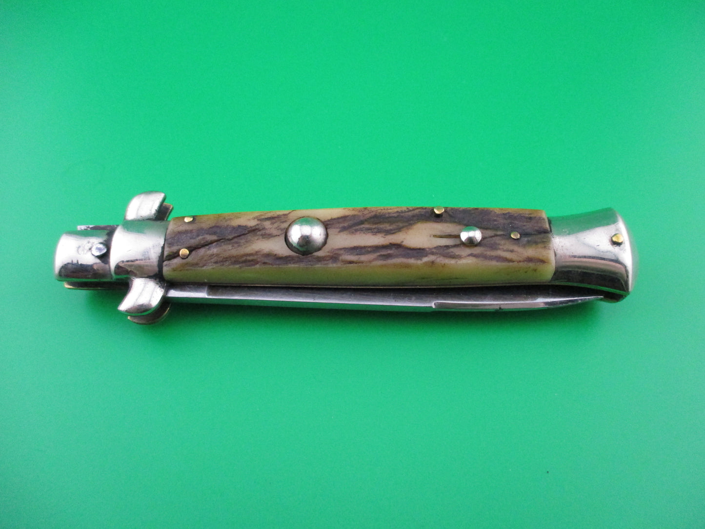 Rostfrei (slant) PATENT 22cm Italian Vintage Stag BoBc Stiletto automatic knife