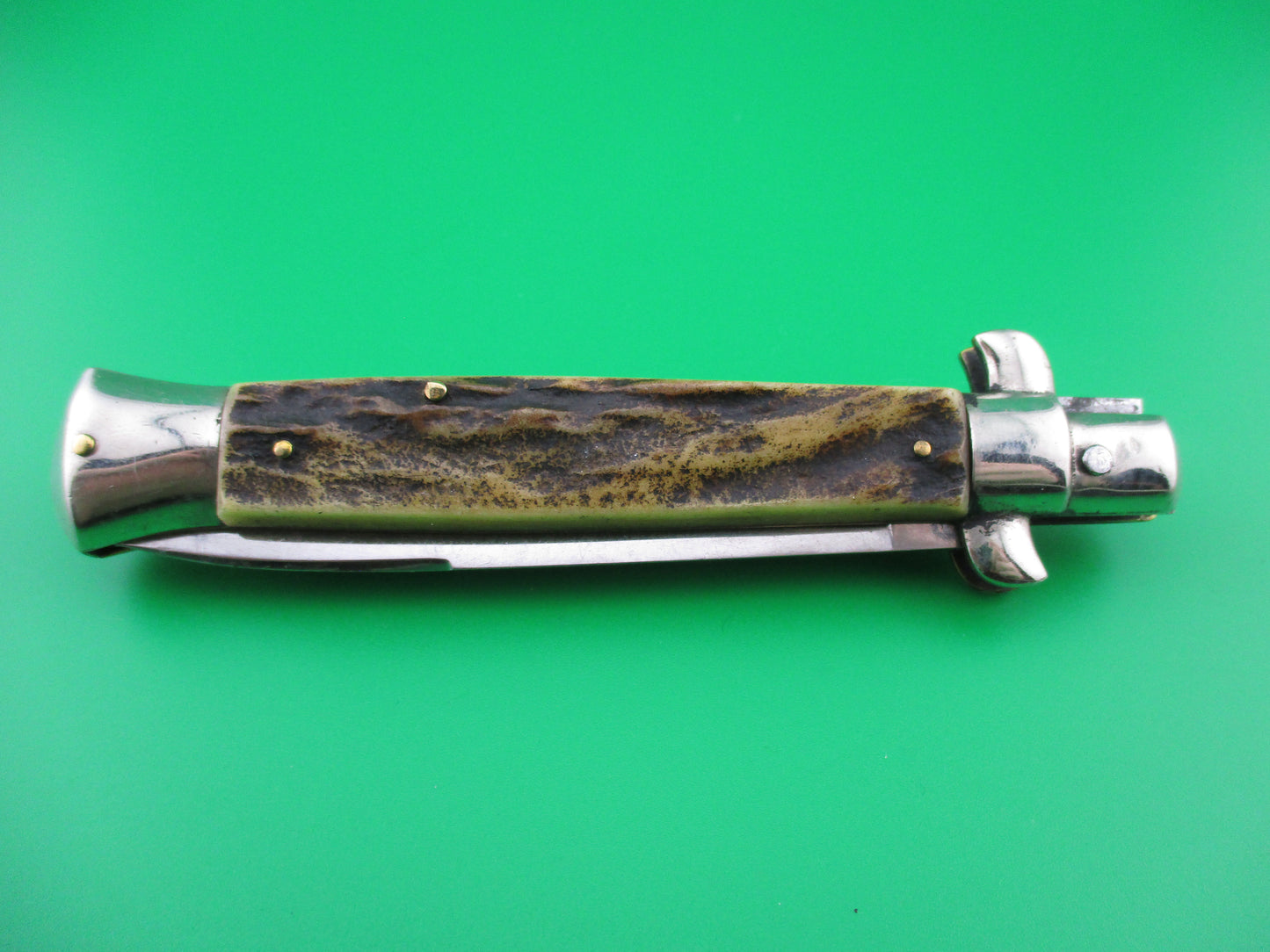 Rostfrei (slant) PATENT 22cm Italian Vintage Stag BoBc Stiletto automatic knife