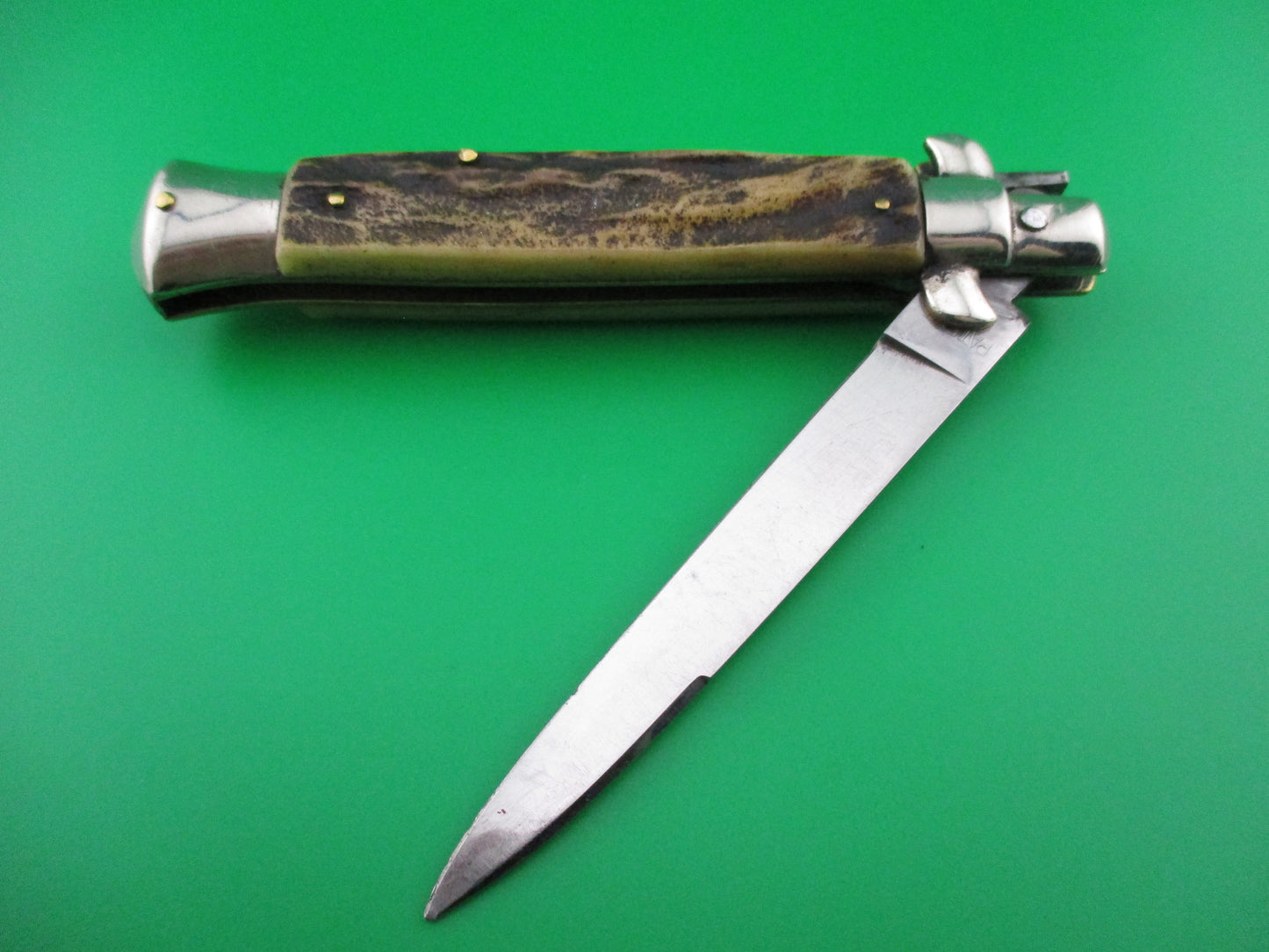 Rostfrei (slant) PATENT 22cm Italian Vintage Stag BoBc Stiletto automatic knife