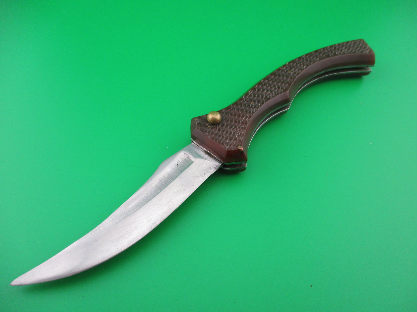 Russian 21cm Vintage Prison Knife Rootbeer Checkered automatic knife