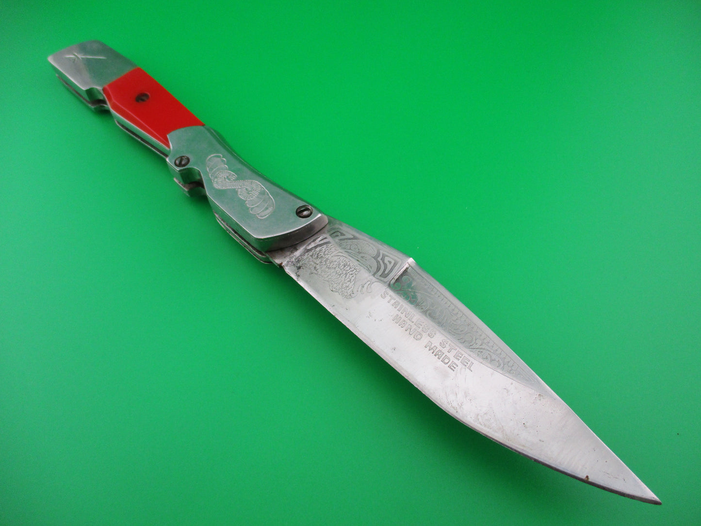 Vintage 26cm Russian Automatic Knife Red PAT LOTOS switchblade