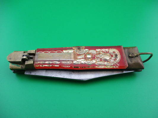 Bullfighter 19cm Red Gold Vintage Mexican Souvenir lever switchblade knife 2