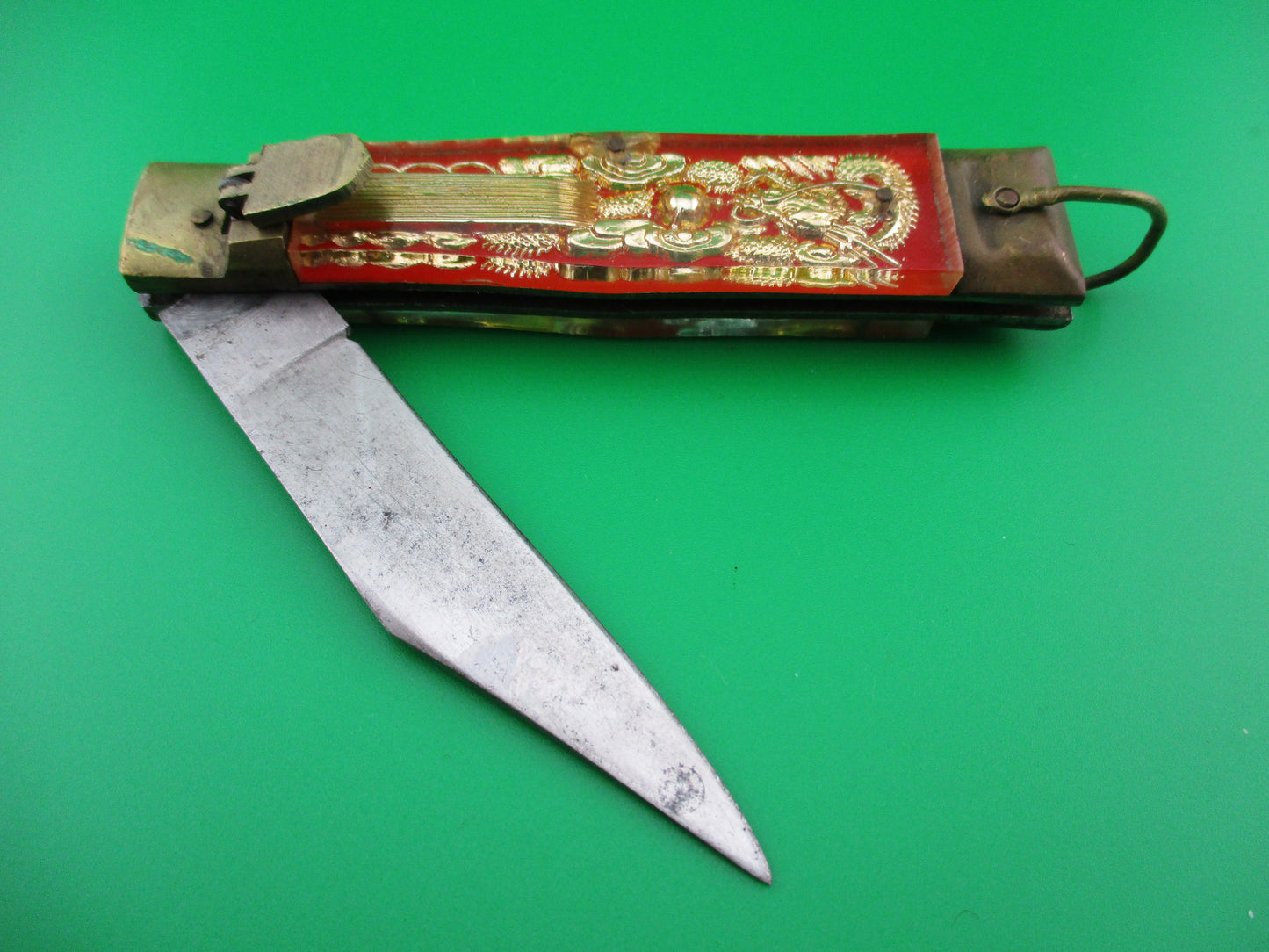 Bullfighter 19cm Red Gold Vintage Mexican Souvenir lever switchblade knife 2