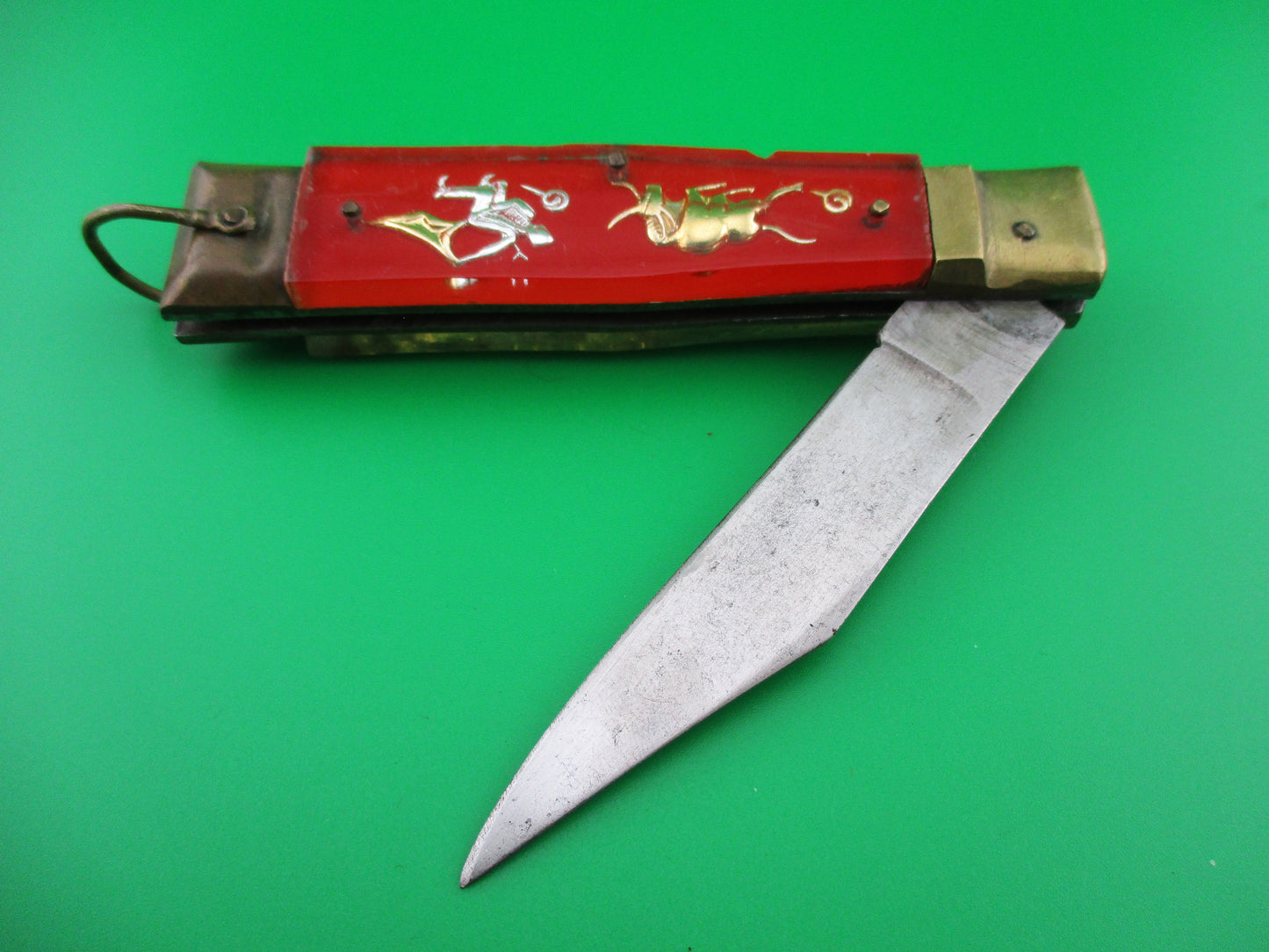 Bullfighter 19cm Red Gold Vintage Mexican Souvenir lever switchblade knife 2