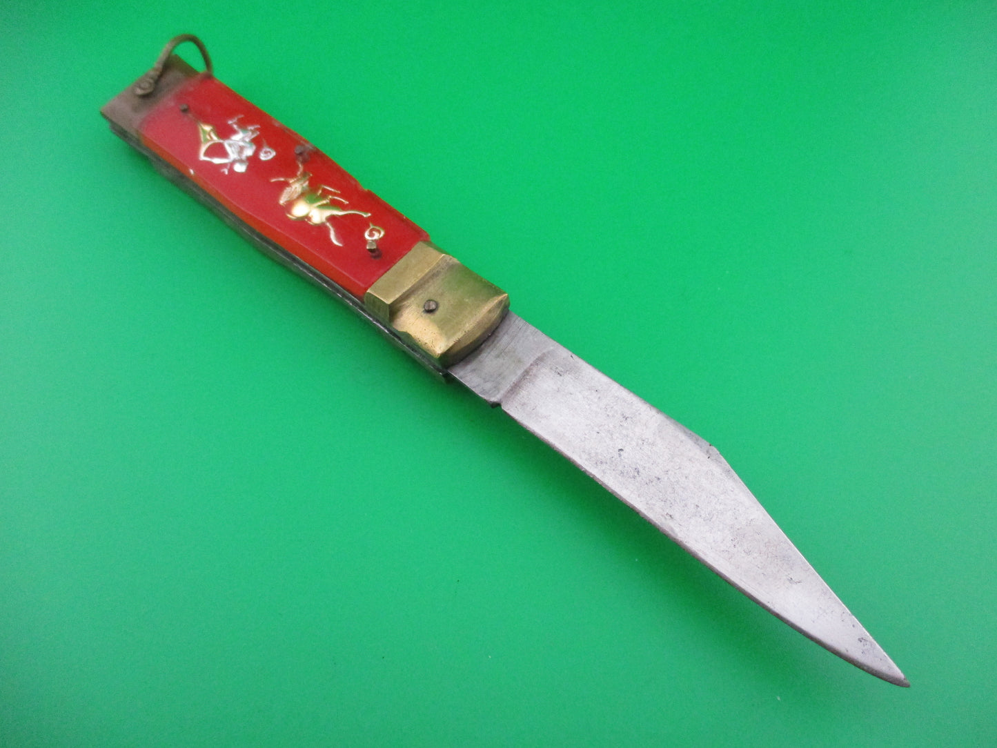 Bullfighter 19cm Red Gold Vintage Mexican Souvenir lever switchblade knife 2