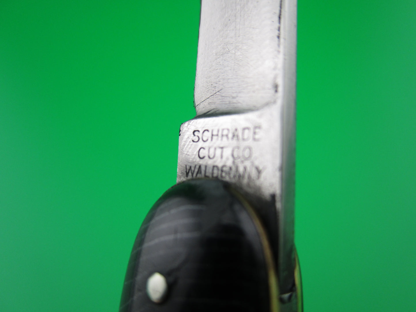 Schrade Cut Co medium double Black waterfall celluloid switchblade knife