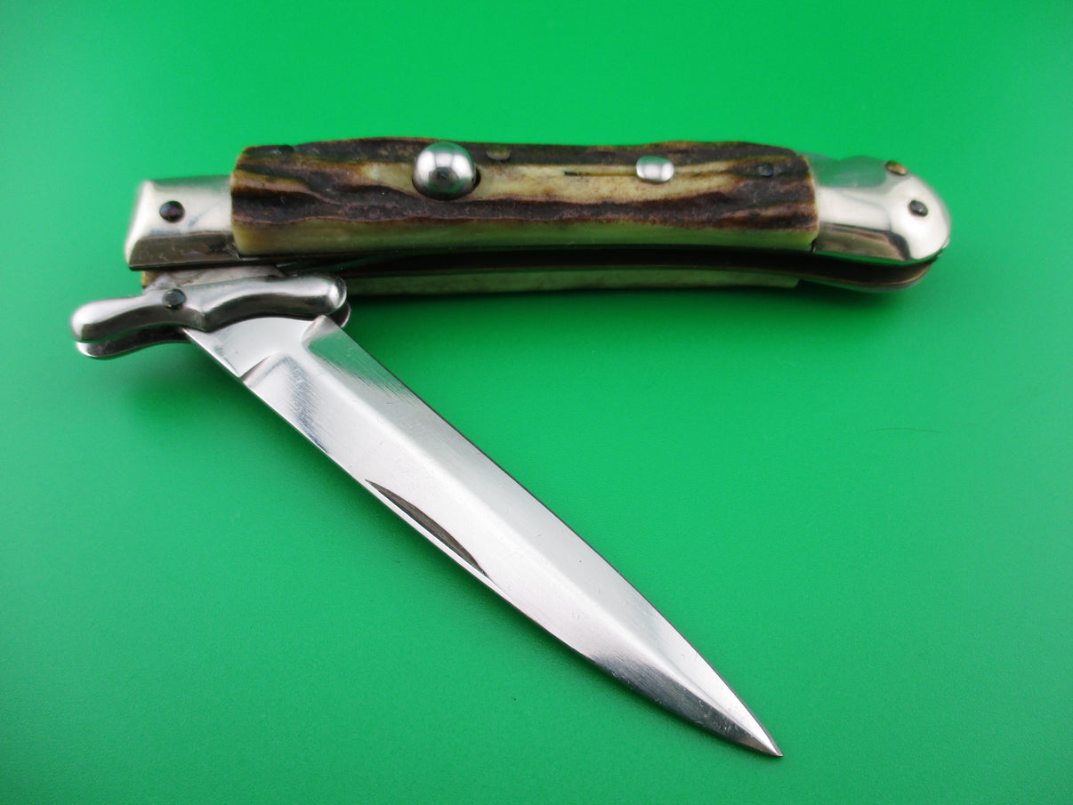 Medici Rostfrie Vintage 19cm Italian Stag swing guard dagger automatic ...