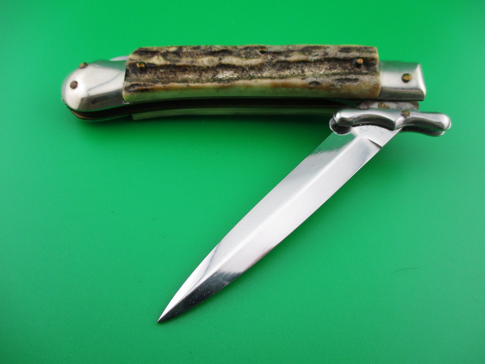 Medici Rostfrie Vintage 19cm Italian Stag swing guard dagger automatic ...