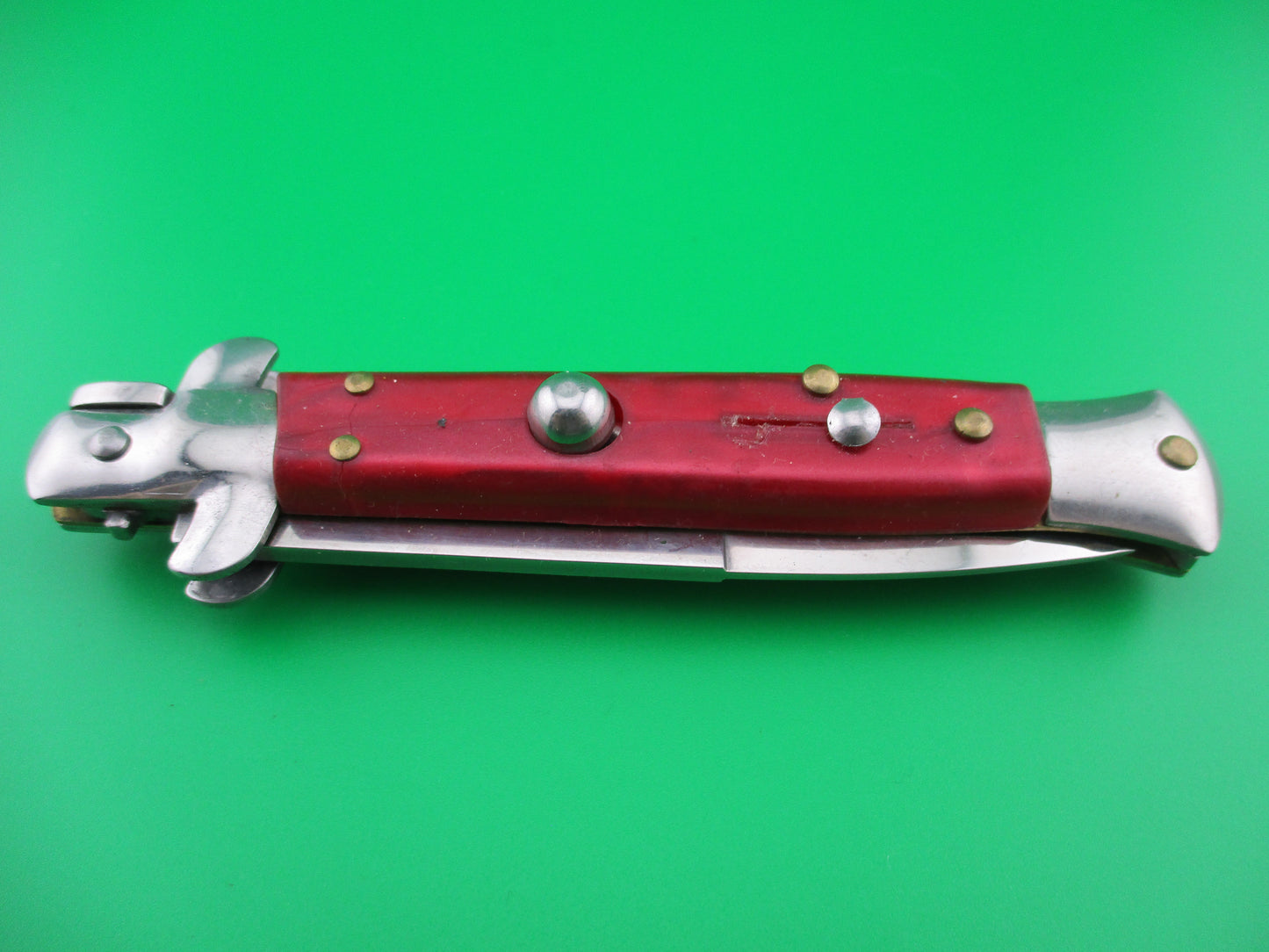 STAINLESS ITALY 22cm Red translucent Stiletto switchblade NOS