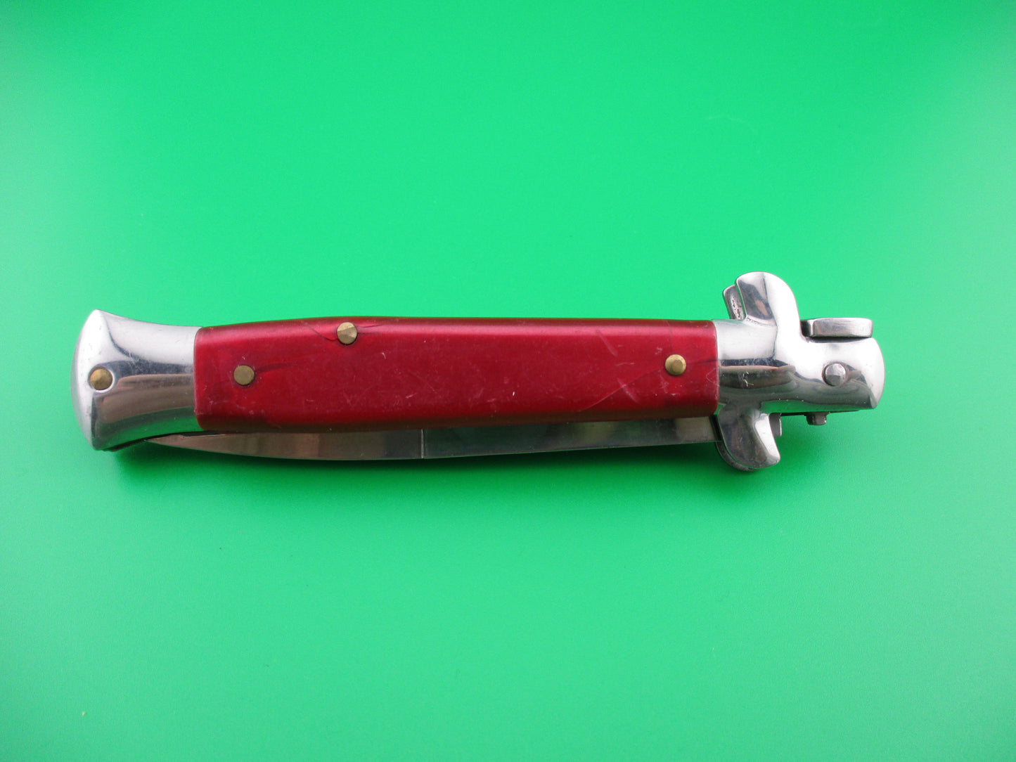 STAINLESS ITALY 22cm Red translucent Stiletto switchblade NOS