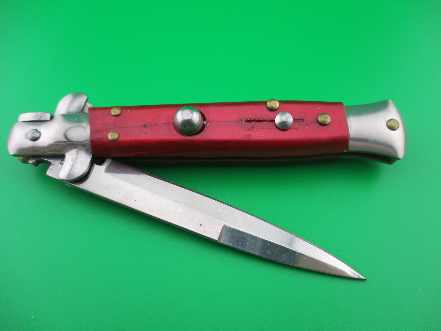 STAINLESS ITALY 22cm Red translucent Stiletto switchblade NOS